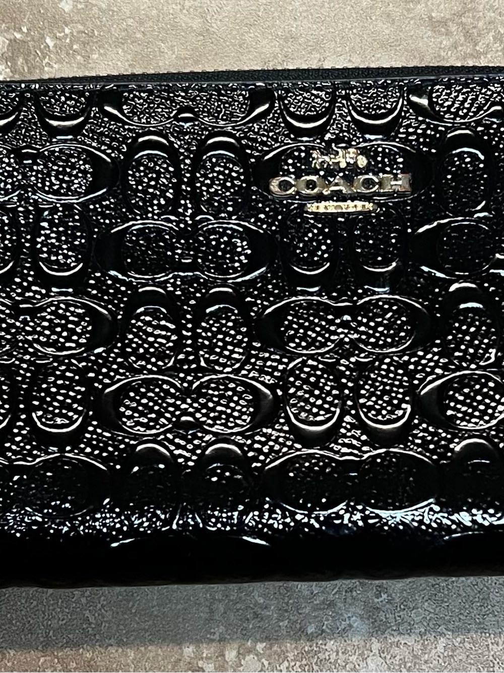 Coach Black Patent Embossed Signature Wallet